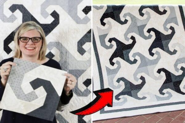 Finished Snail Trail Quilt Block, a completed DIY project