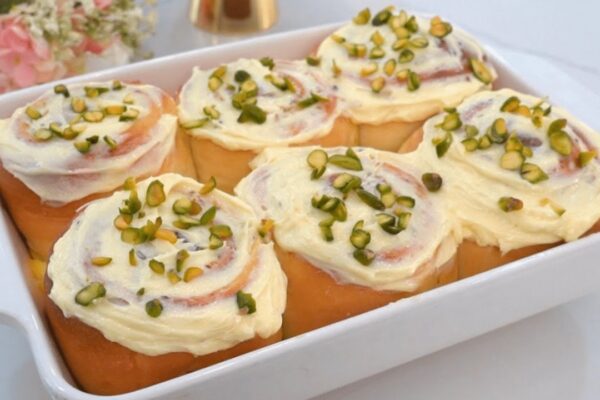 Easy Soft Pistachio Roll, homemade and freshly served