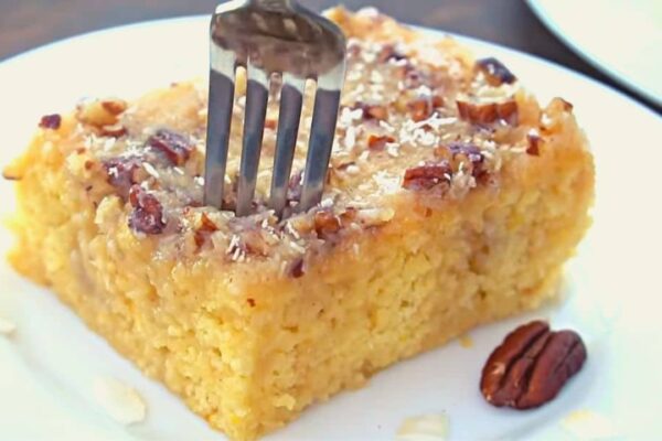 Easy Southern Fruit Cocktail Cake, homemade and freshly served