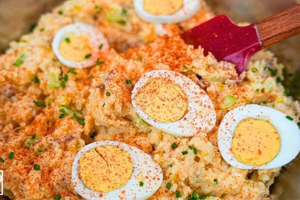 Easy-to-Make Southern Mashed Potato Salad, homemade and freshly served