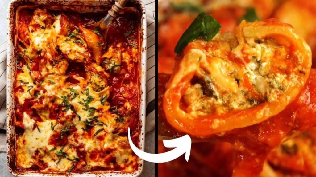 Easy Spinach Ricotta Stuffed Shells, homemade and freshly served
