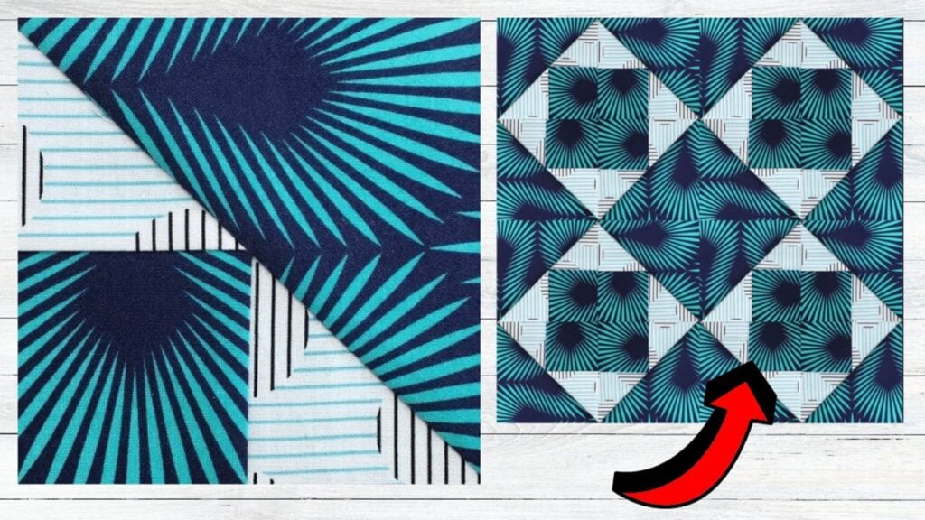 Finished Easy Split 4-Patch Quilt Block, a completed DIY project
