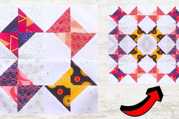 Finished Easy Spools Quilt Block, a completed DIY project