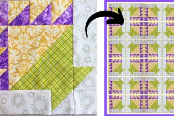 Finished Easy Spring Flower Basket Quilt Block (with Free Pattern), a completed DIY project