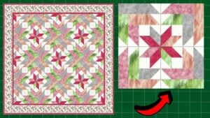 Finished Spring Roses Quilt Block, a completed DIY project