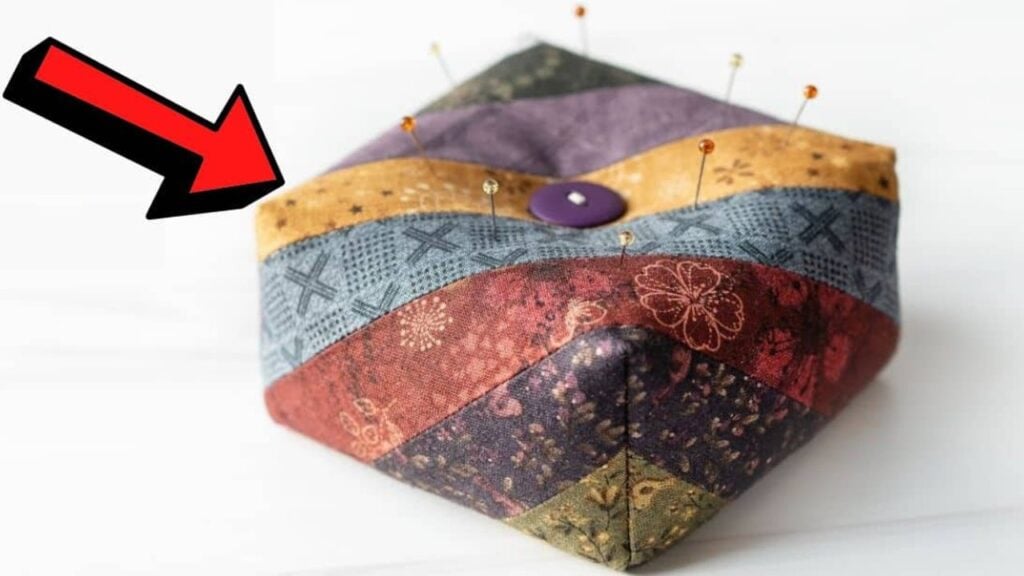 Finished Easy Square Pincushion Using Fabric Scraps, a completed DIY project