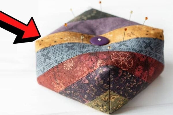 Finished Easy Square Pincushion Using Fabric Scraps, a completed DIY project