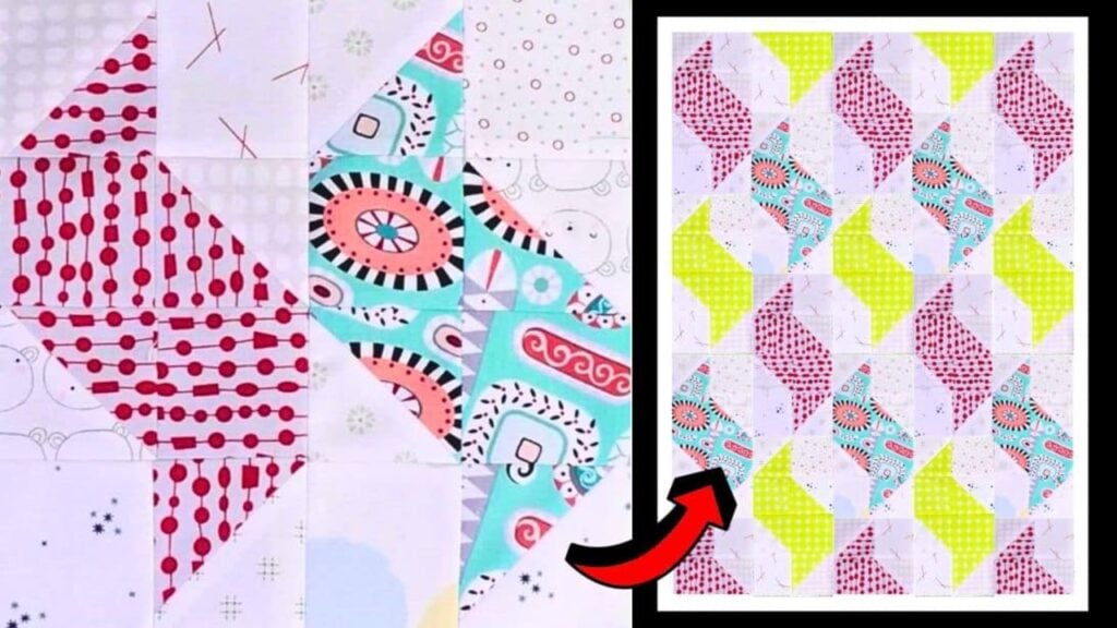 Finished a Scrappy Squiggle Quilt Block, a completed DIY project