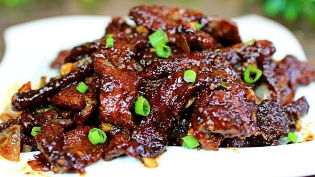 Easy Stir-Fried Mongolian Beef, homemade and freshly served