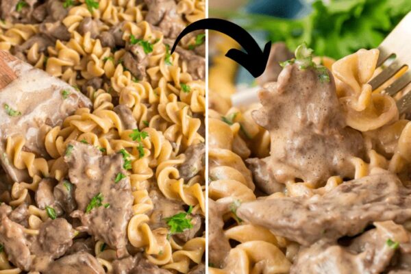 Easy Stovetop Beef Stroganoff, homemade and freshly served