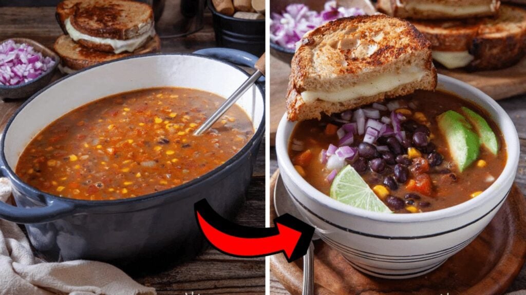 Easy Stovetop Black Bean Soup, homemade and freshly served