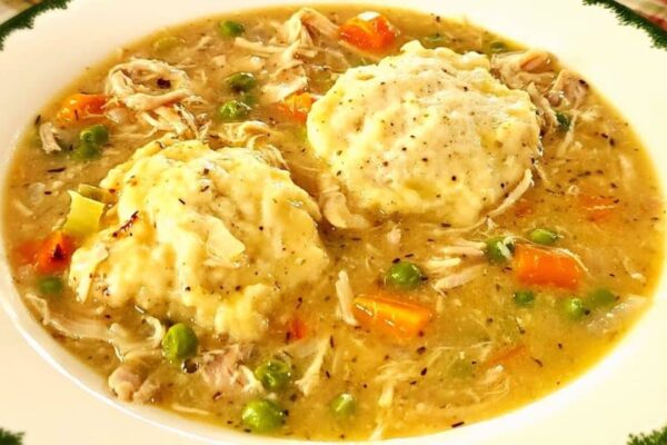 Easy Stovetop Chicken & Dumplings, homemade and freshly served