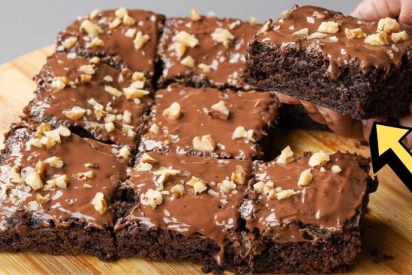 Easy Stovetop Coffee Walnut Brownie, homemade and freshly served