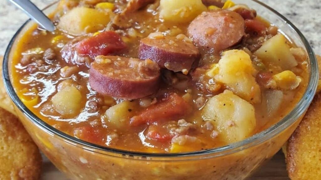 Easy-To-Make Stovetop Cowboy Stew, homemade and freshly served