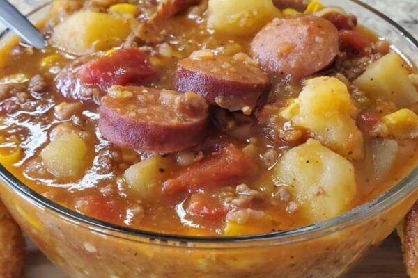 Easy-To-Make Stovetop Cowboy Stew, homemade and freshly served