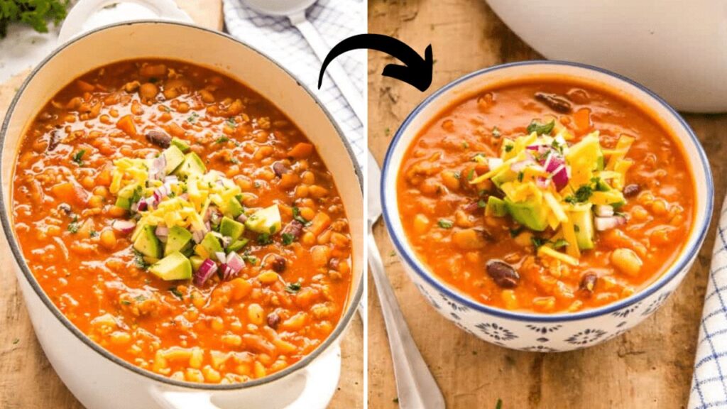 Easy Stovetop Turkey Chili, homemade and freshly served