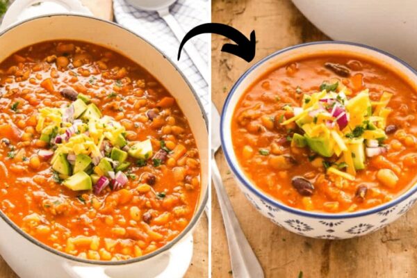 Easy Stovetop Turkey Chili, homemade and freshly served