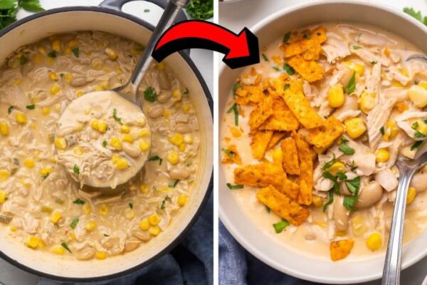 Easy Stovetop White Chicken Chili, homemade and freshly served