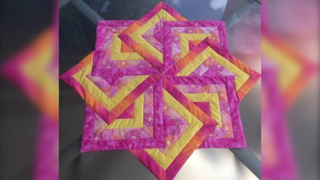 Finished Easy Strata Star Table Topper Quilt, a completed DIY project