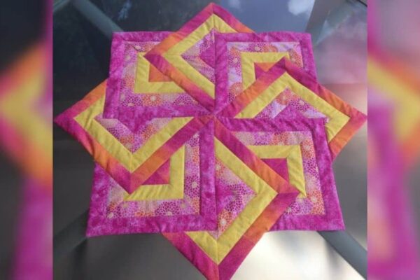 Finished Easy Strata Star Table Topper Quilt, a completed DIY project
