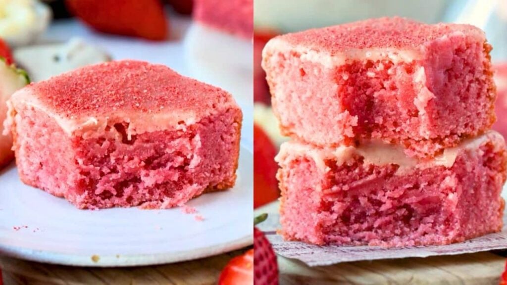 Easy Strawberry Brownies, homemade and freshly served