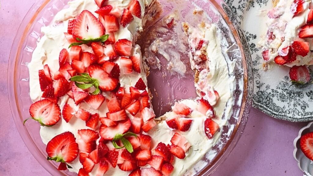 Easy Strawberry Icebox Cake, homemade and freshly served