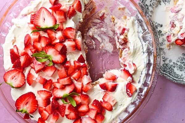 Easy Strawberry Icebox Cake, homemade and freshly served