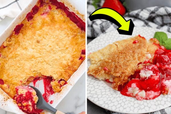 Easy Strawberry Dump Cake, homemade and freshly served