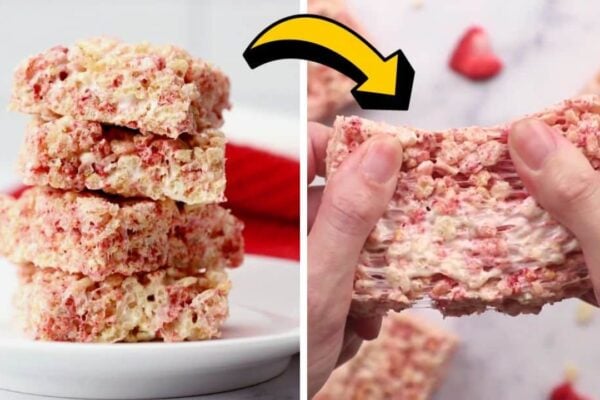 4-Ingredient Strawberry Rice Krispies Treats, homemade and freshly served