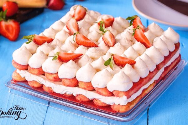 Easy No-Bake Strawberry Tiramisu, homemade and freshly served