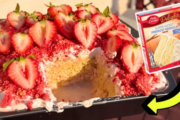 Easy Strawberry Tres Leches Cake, homemade and freshly served