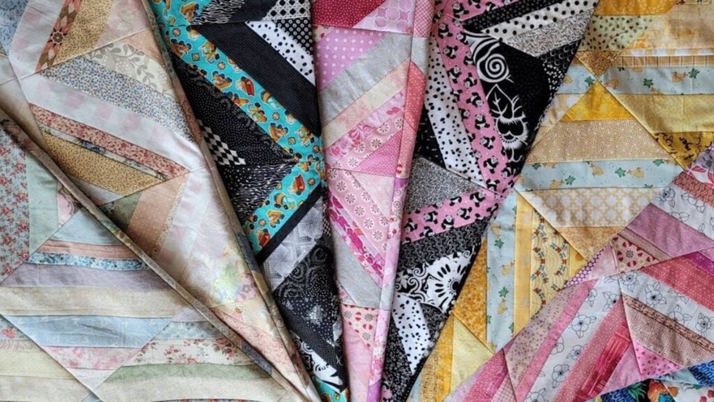 Finished String Blocks Using Fabric Scraps, a completed DIY project