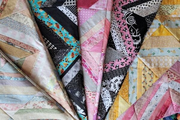 Finished String Blocks Using Fabric Scraps, a completed DIY project