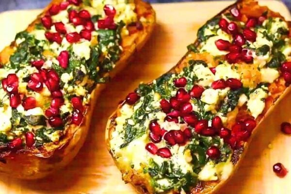 Easy Roasted Stuffed Butternut Squash, homemade and freshly served