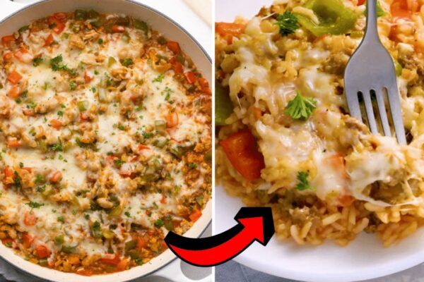 Easy Stuffed Pepper Casserole, homemade and freshly served