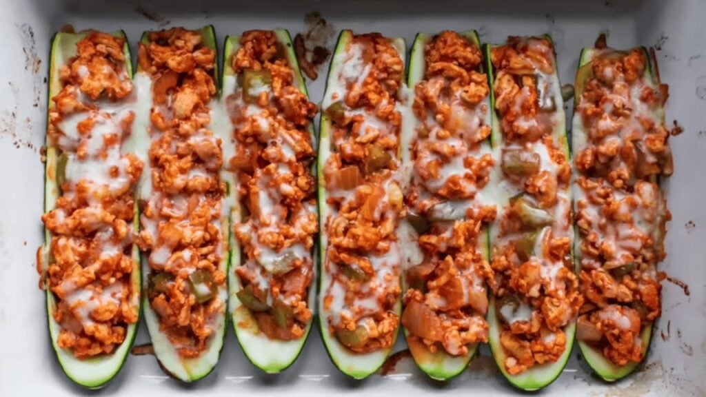 Easy Stuffed Zucchini Boats, homemade and freshly served