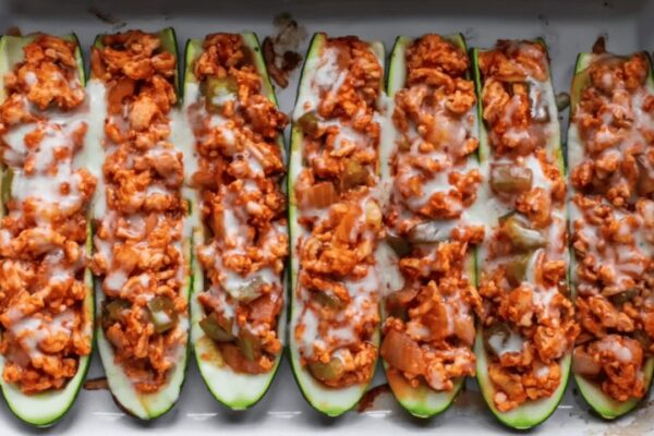 Easy Stuffed Zucchini Boats, homemade and freshly served
