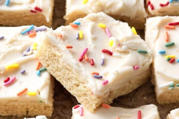 Easy-to-Make Soft & Chewy Sugar Cookie Bars, homemade and freshly served