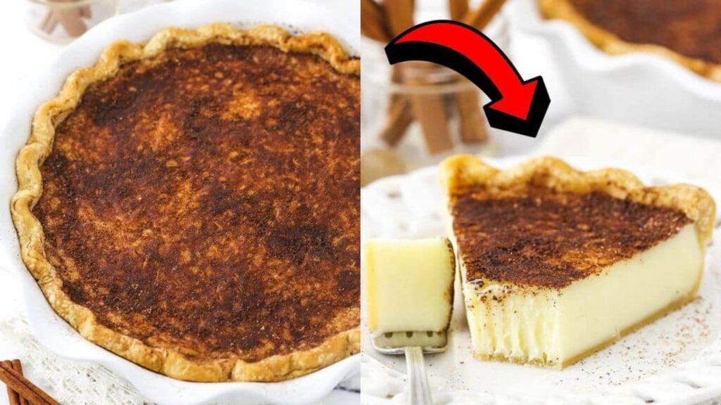 Easy Sugar Cream Pie, homemade and freshly served