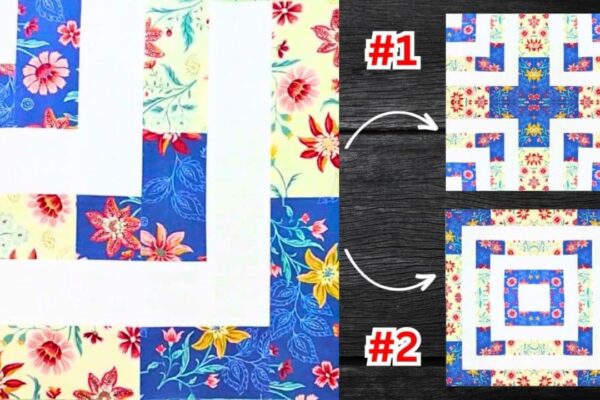 Finished Super Easy Sun Spots Quilt Block, a completed DIY project