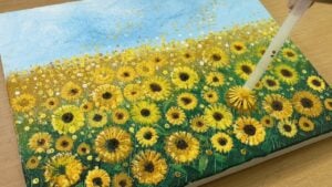 Finished Easy Sunflower Field Painting Hack for Beginners, a completed DIY project