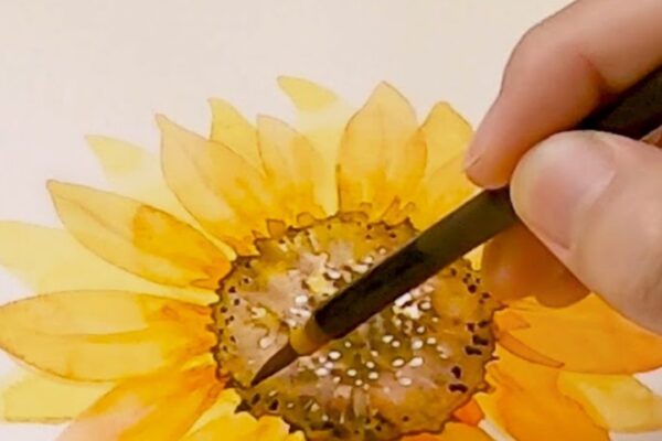 Finished Easy Sunflower Watercolor Painting for Beginners, a completed DIY project