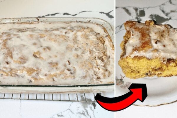 Easy Sweet Potato Honey Bun Cake, homemade and freshly served