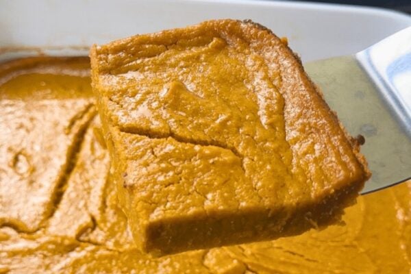 Grandma’s Sweet Potato Pudding, homemade and freshly served