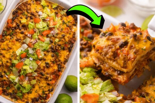Easy 30-Minute Taco Casserole, homemade and freshly served