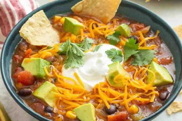 Easy Taco Soup, homemade and freshly served