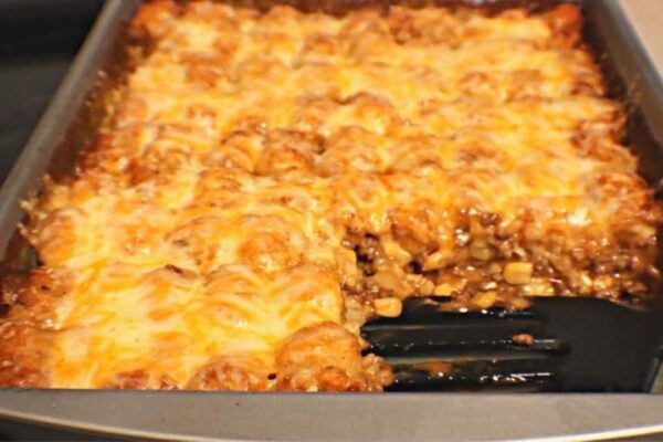 Easy Taco Tater Tot Casserole, homemade and freshly served
