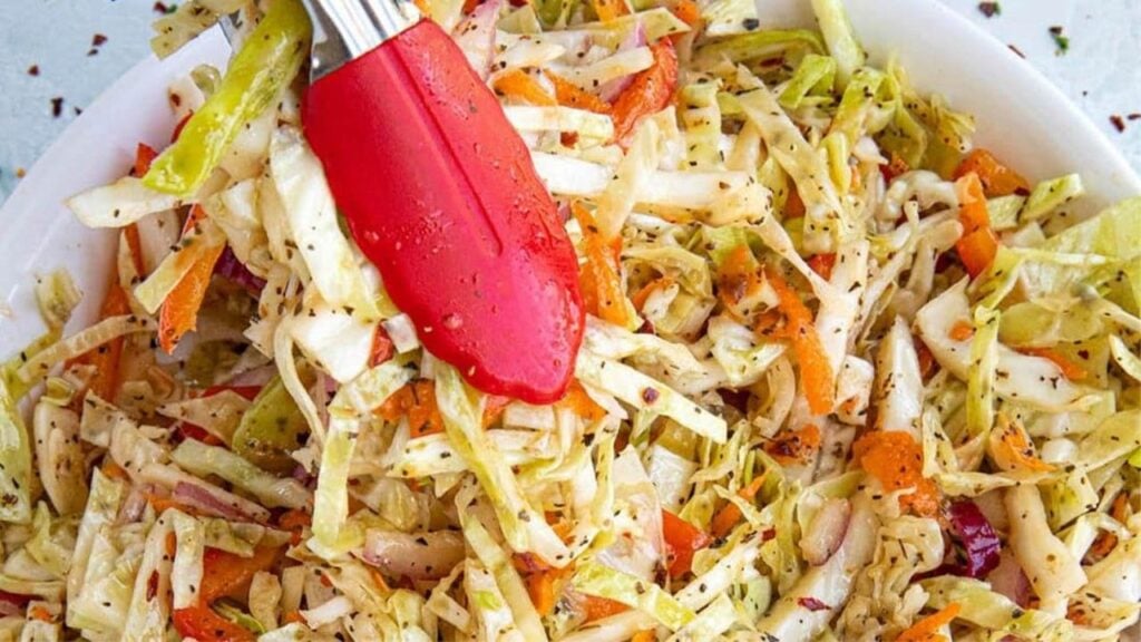 Easy & Tangy Vinegar Coleslaw, homemade and freshly served