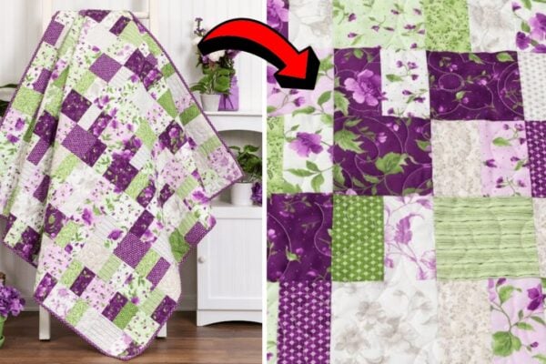 Finished Easy Ten-Square Scramble Quilt Block, a completed DIY project