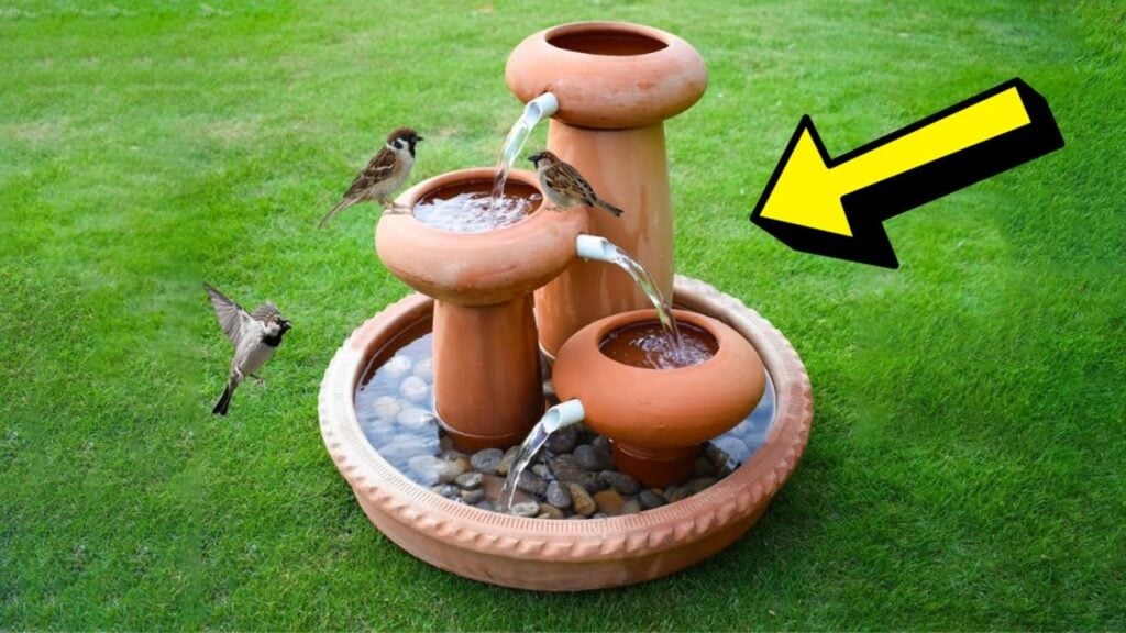 Finished Super Easy 3-Tier Terra Cotta Fountain, a completed DIY project